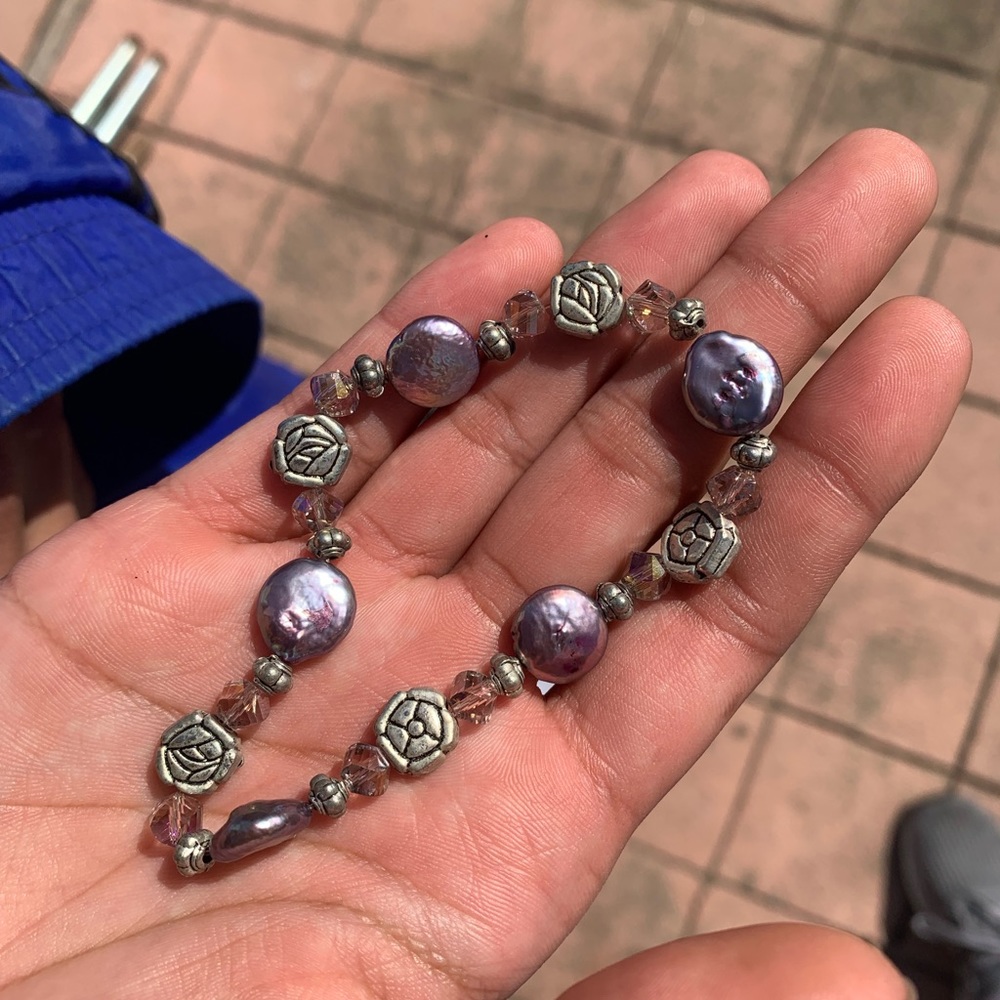 Free shipping! Baroque Pearl bracelet ~Purple Pearls~ one size fits most